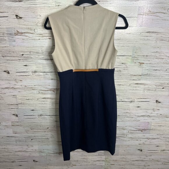 Calvin Klein career dress blue brown with belt size 6 - Picture 8 of 8